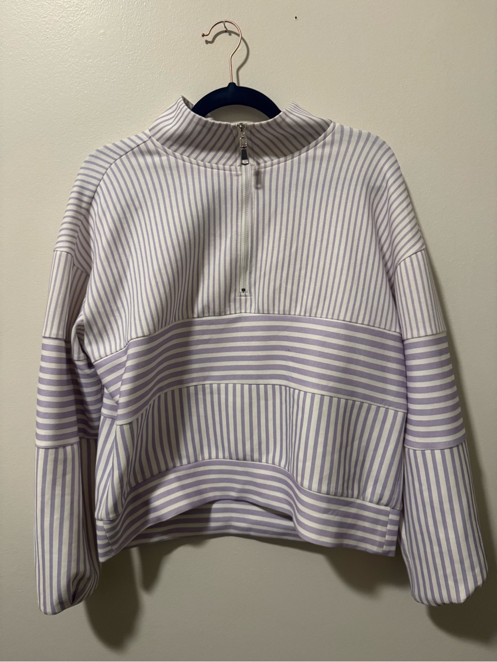 entro Lilac and White Striped Half-Zip Pullover